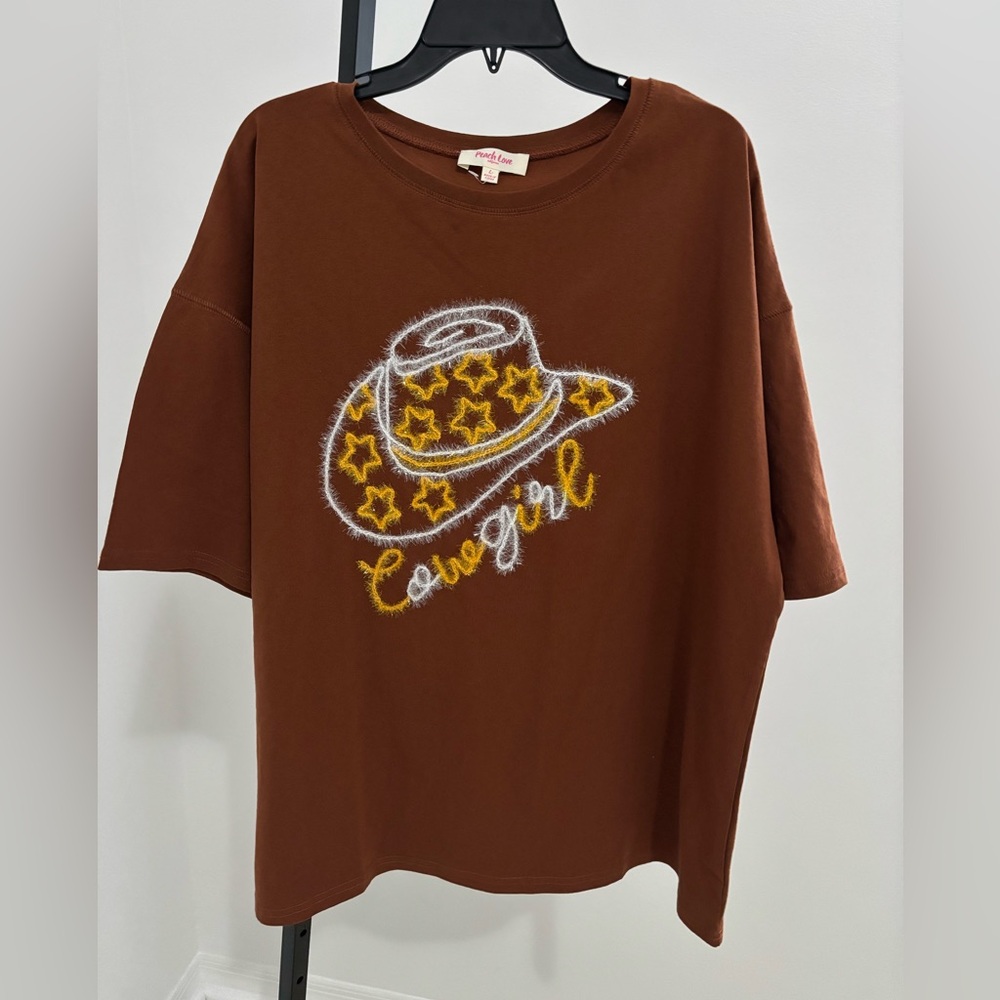 Peach Love California Brown Crewneck Tee